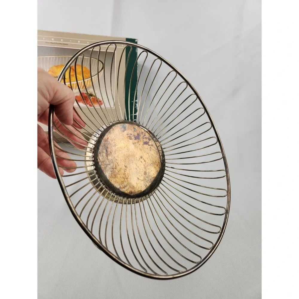 Vintage Main Aisle Collection silver-plated oval wire basket Fruit Display Decor